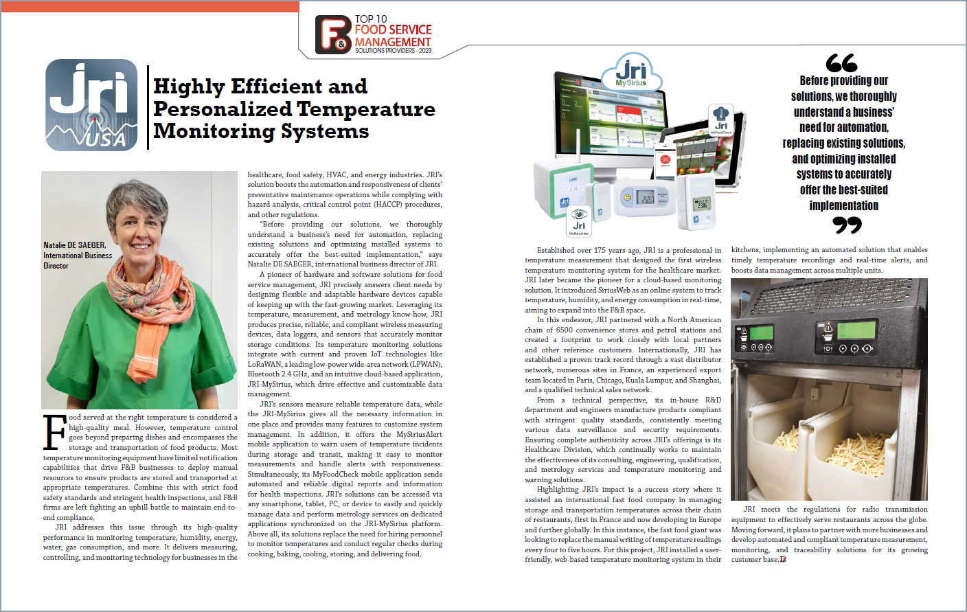 Article JRI in Food & Beverage Technology Review february 2023